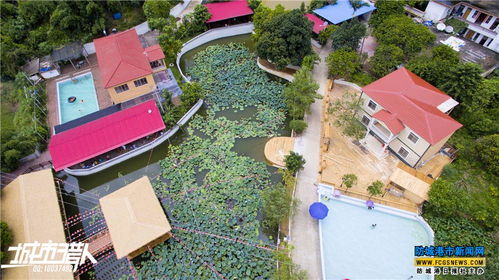 鸟瞰防城港 航拍四星级农家乐东兴百果香山庄